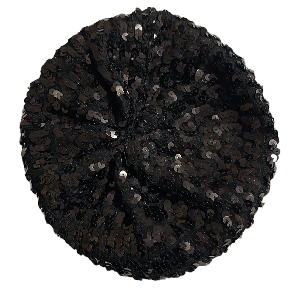 Elegant Black Sequin Beret - Picture 4 of 6